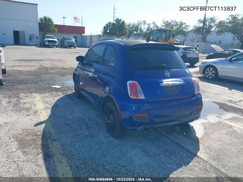 2012 Fiat 500 Sport VIN: 3C3CFFBR7CT113837 Lot: 40684696