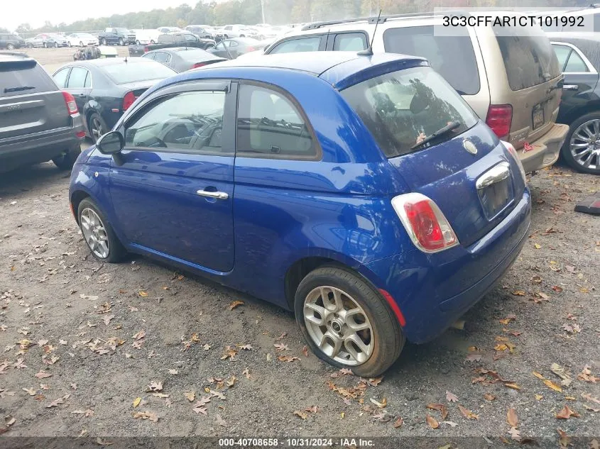 2012 Fiat 500 Pop VIN: 3C3CFFAR1CT101992 Lot: 40708658