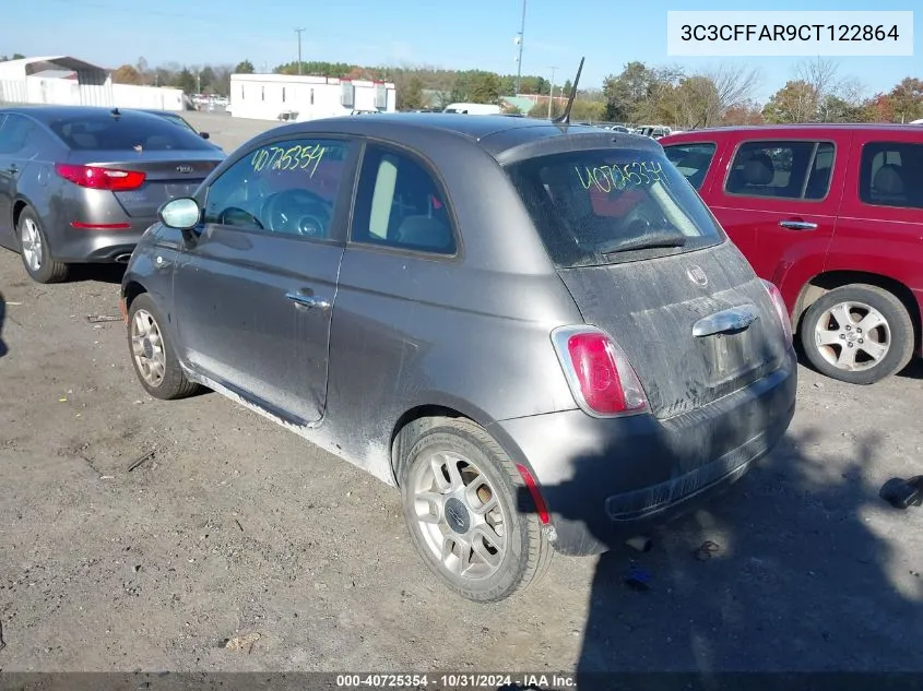 2012 Fiat 500 Pop VIN: 3C3CFFAR9CT122864 Lot: 40725354