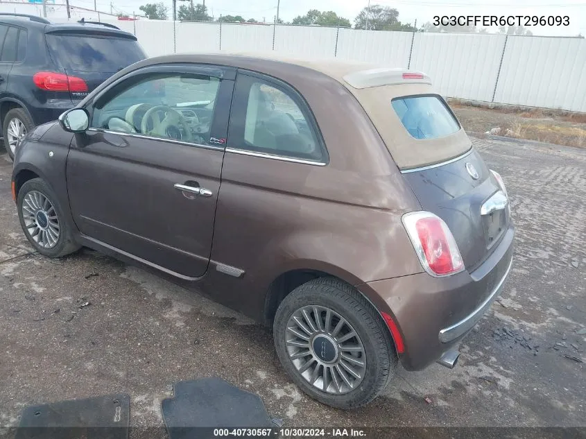 2012 Fiat 500C Lounge VIN: 3C3CFFER6CT296093 Lot: 40730567