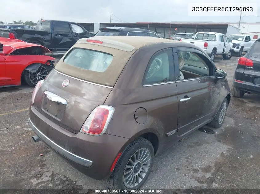 2012 Fiat 500C Lounge VIN: 3C3CFFER6CT296093 Lot: 40730567