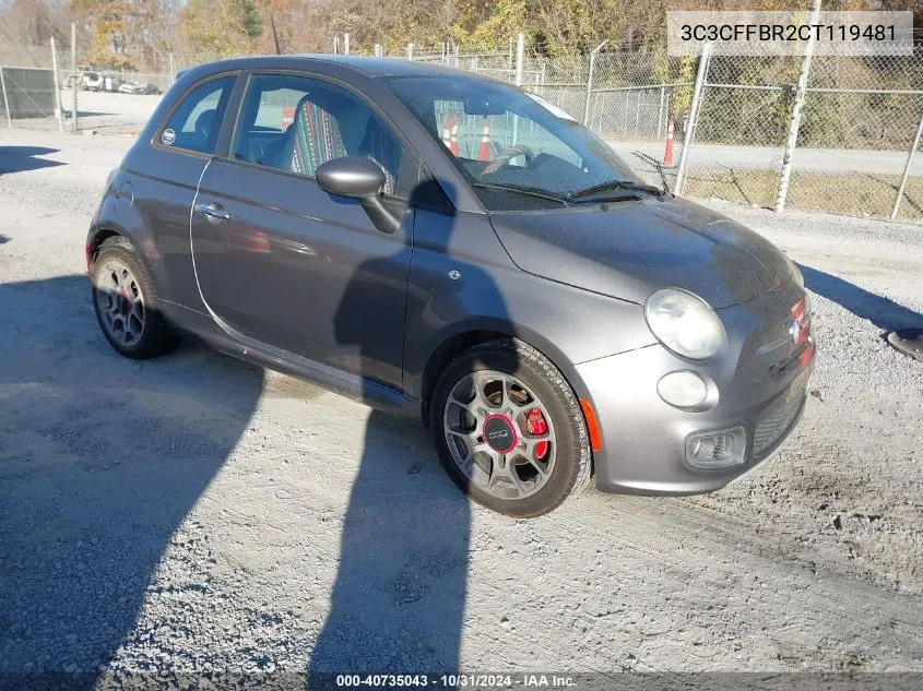 2012 Fiat 500 Sport VIN: 3C3CFFBR2CT119481 Lot: 40735043