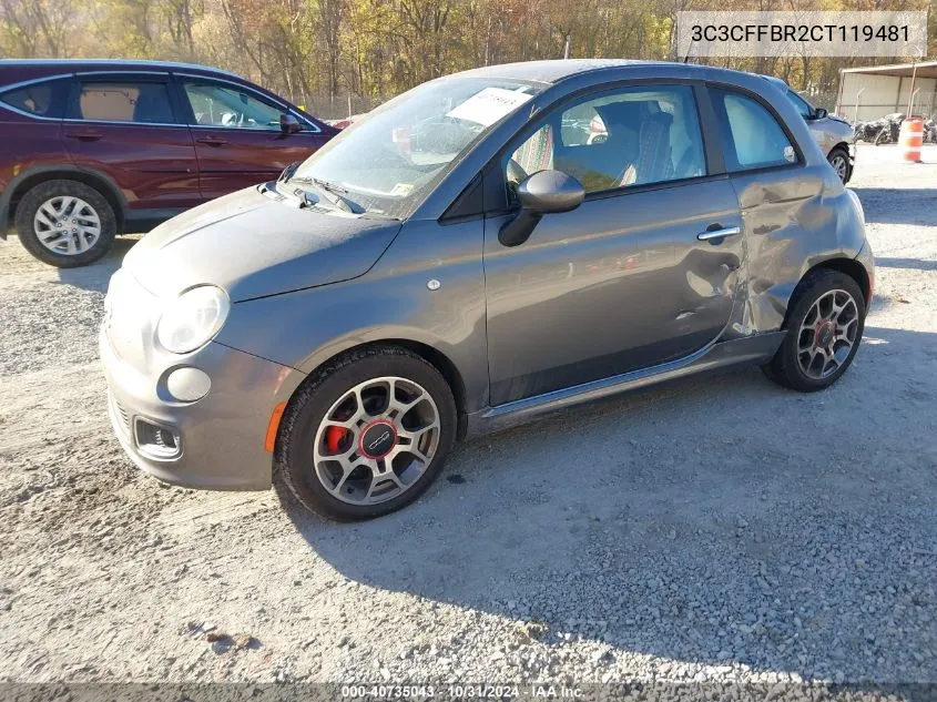 2012 Fiat 500 Sport VIN: 3C3CFFBR2CT119481 Lot: 40735043