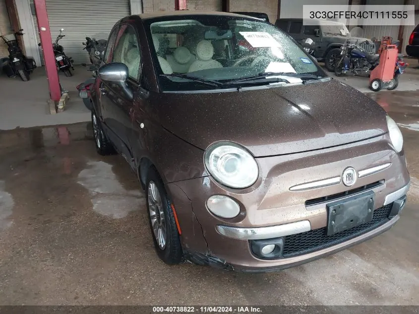 2012 Fiat 500C Lounge VIN: 3C3CFFER4CT111555 Lot: 40738822