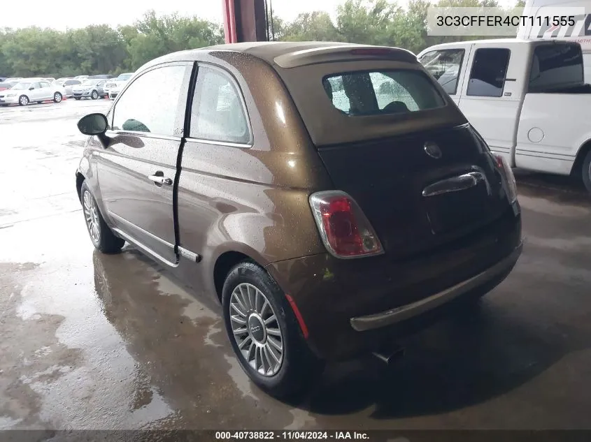 2012 Fiat 500C Lounge VIN: 3C3CFFER4CT111555 Lot: 40738822