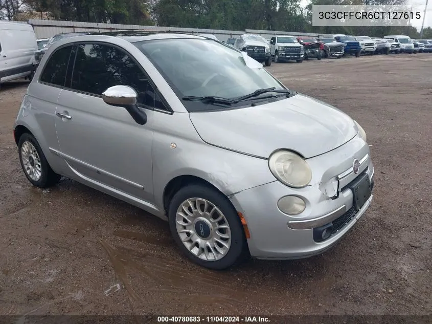 2012 Fiat 500 Lounge VIN: 3C3CFFCR6CT127615 Lot: 40780683