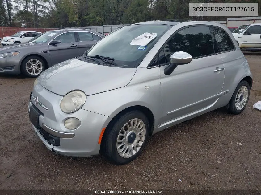 2012 Fiat 500 Lounge VIN: 3C3CFFCR6CT127615 Lot: 40780683