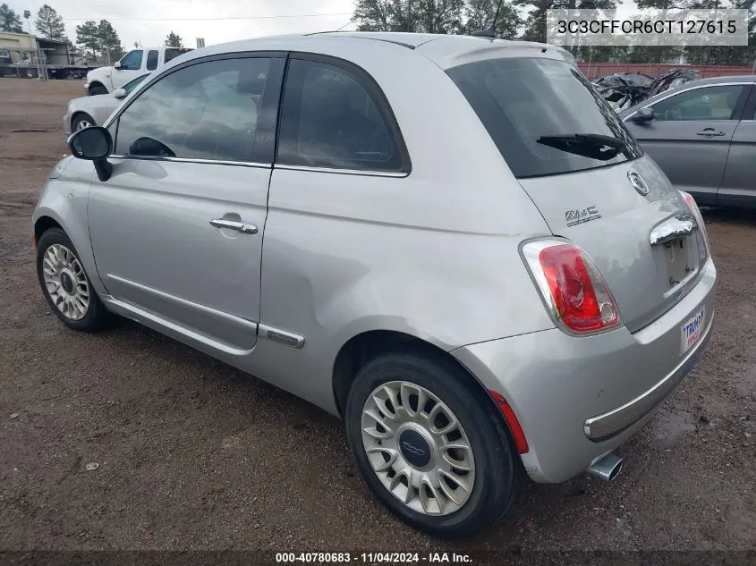 2012 Fiat 500 Lounge VIN: 3C3CFFCR6CT127615 Lot: 40780683