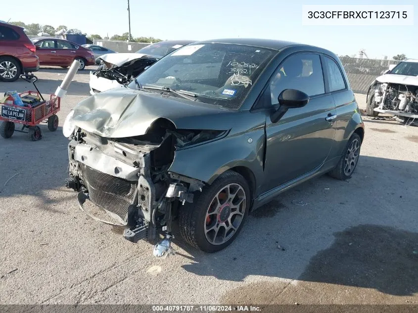 2012 Fiat 500 Sport VIN: 3C3CFFBRXCT123715 Lot: 40791787