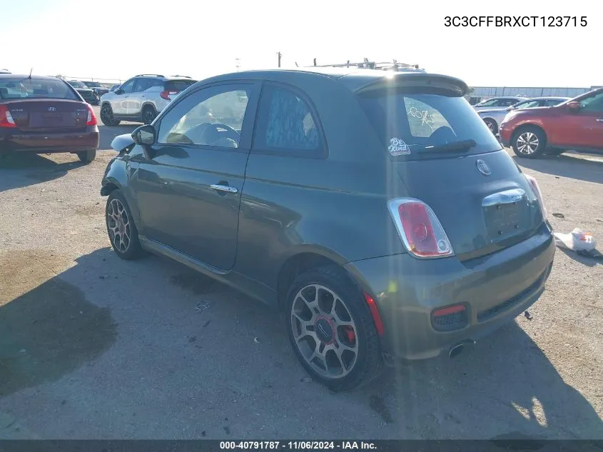 2012 Fiat 500 Sport VIN: 3C3CFFBRXCT123715 Lot: 40791787