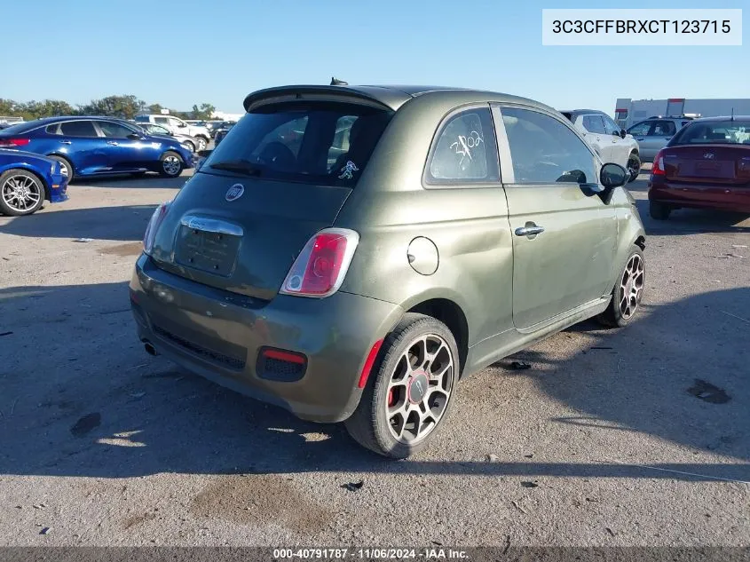 2012 Fiat 500 Sport VIN: 3C3CFFBRXCT123715 Lot: 40791787