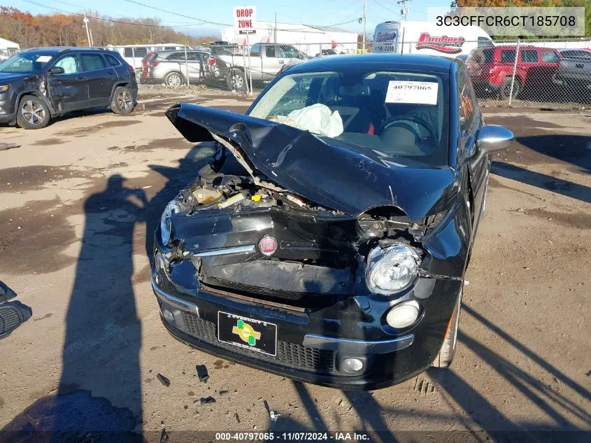 2012 Fiat 500 Lounge VIN: 3C3CFFCR6CT185708 Lot: 40797065