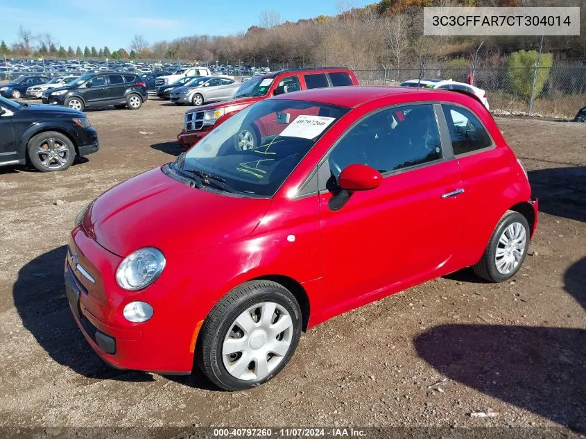 2012 Fiat 500 Pop VIN: 3C3CFFAR7CT304014 Lot: 40797260