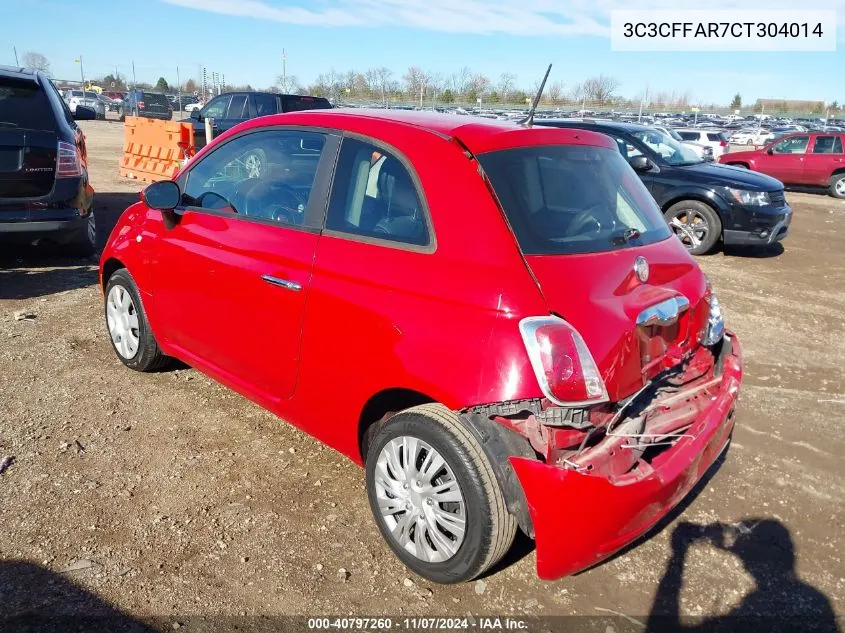 2012 Fiat 500 Pop VIN: 3C3CFFAR7CT304014 Lot: 40797260