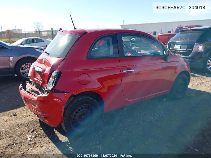 2012 Fiat 500 Pop VIN: 3C3CFFAR7CT304014 Lot: 40797260