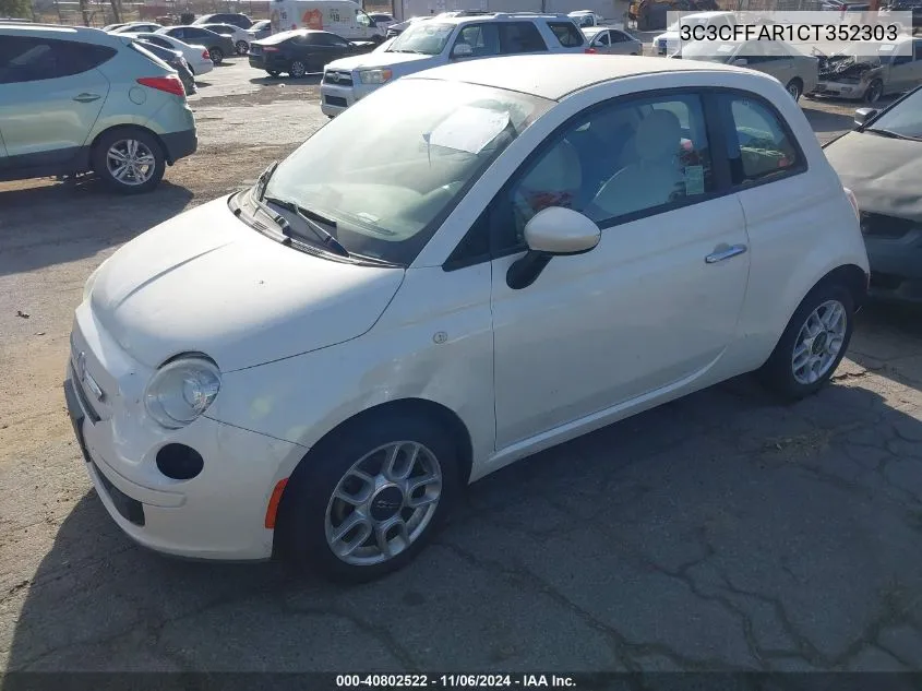 2012 Fiat 500 Pop VIN: 3C3CFFAR1CT352303 Lot: 40802522