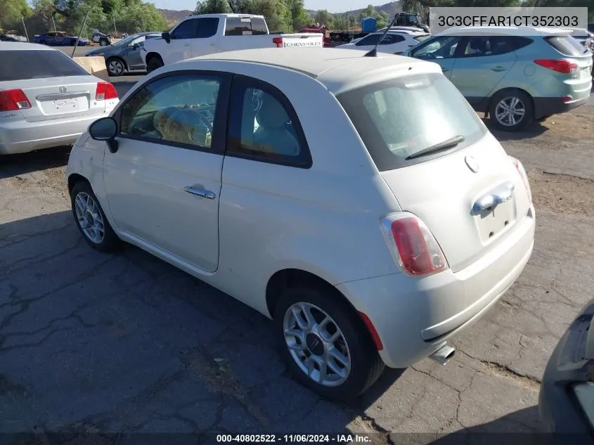 2012 Fiat 500 Pop VIN: 3C3CFFAR1CT352303 Lot: 40802522