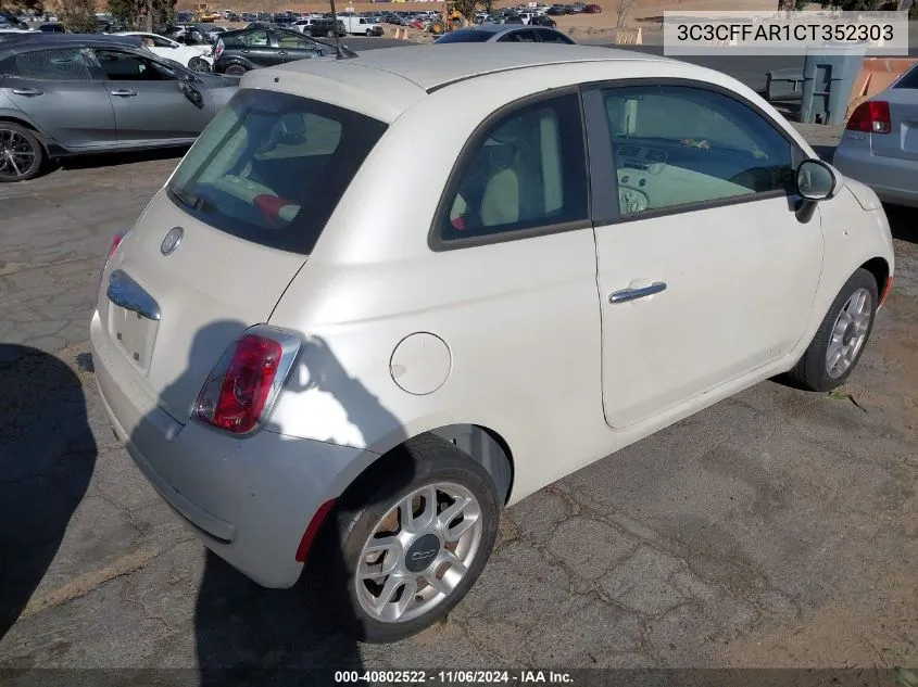 2012 Fiat 500 Pop VIN: 3C3CFFAR1CT352303 Lot: 40802522