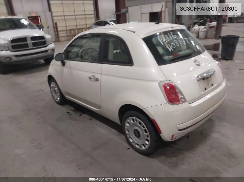 2012 Fiat 500 Pop VIN: 3C3CFFAR8CT120300 Lot: 40814715