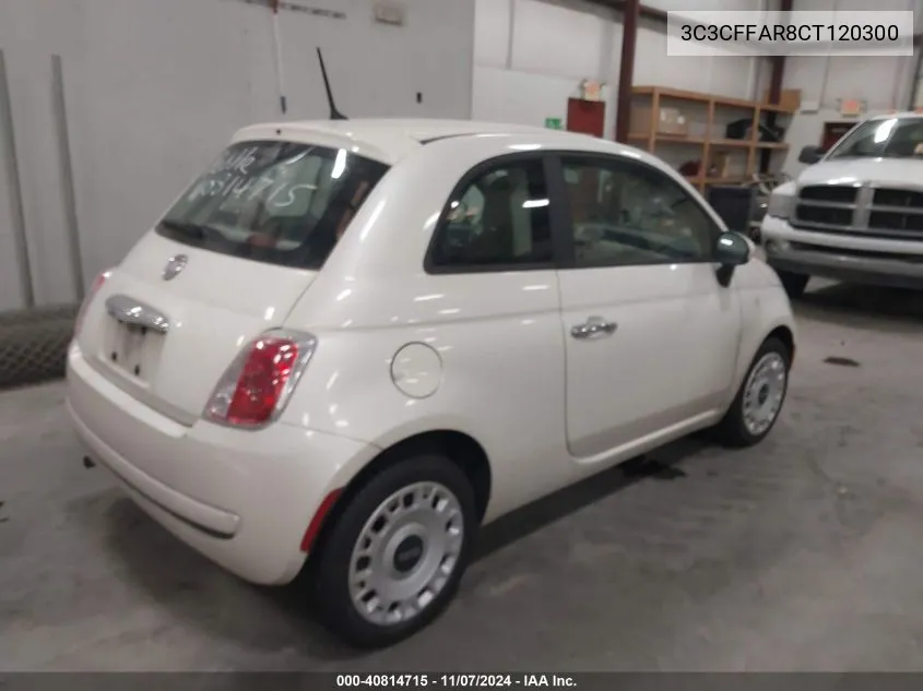 2012 Fiat 500 Pop VIN: 3C3CFFAR8CT120300 Lot: 40814715