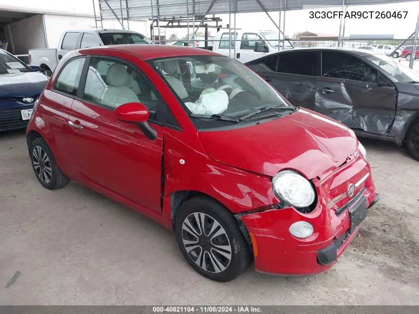 2012 Fiat 500 Pop VIN: 3C3CFFAR9CT260467 Lot: 40821104