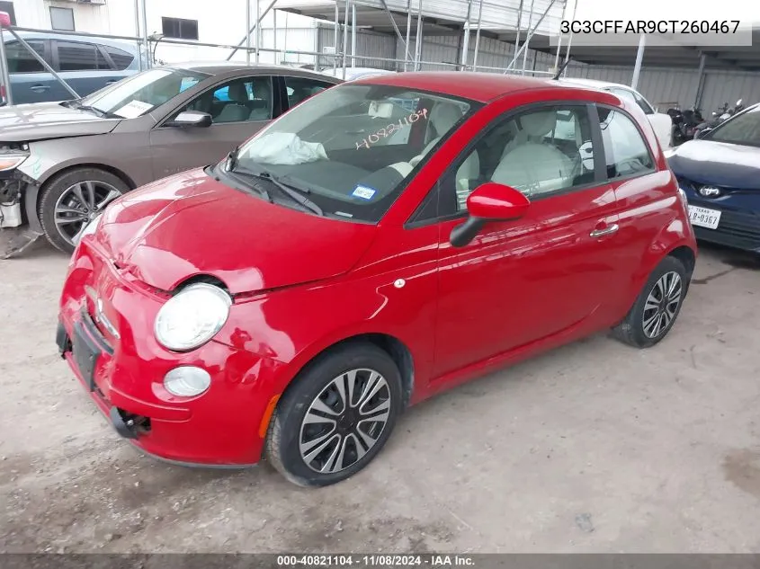 2012 Fiat 500 Pop VIN: 3C3CFFAR9CT260467 Lot: 40821104