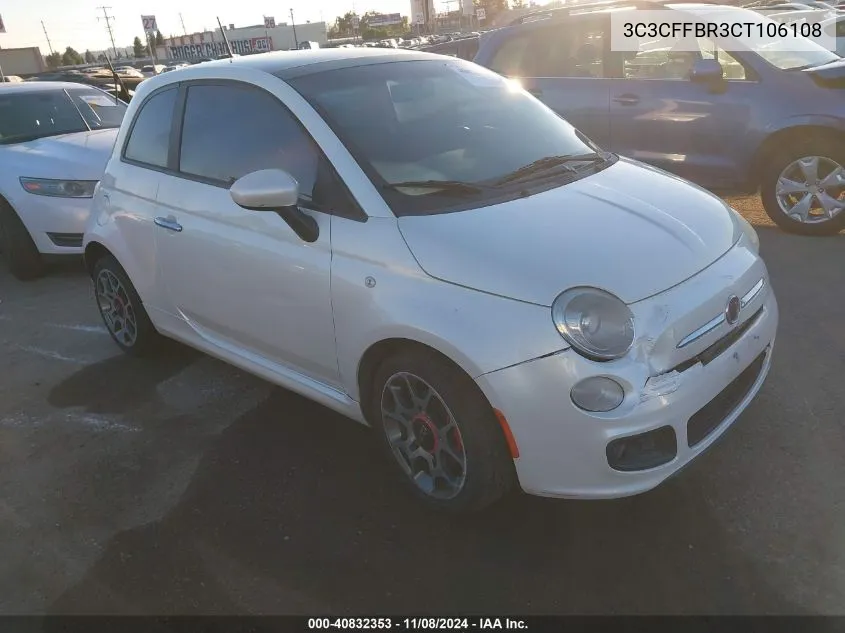 2012 Fiat 500 Sport VIN: 3C3CFFBR3CT106108 Lot: 40832353