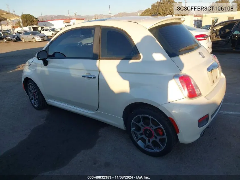 2012 Fiat 500 Sport VIN: 3C3CFFBR3CT106108 Lot: 40832353