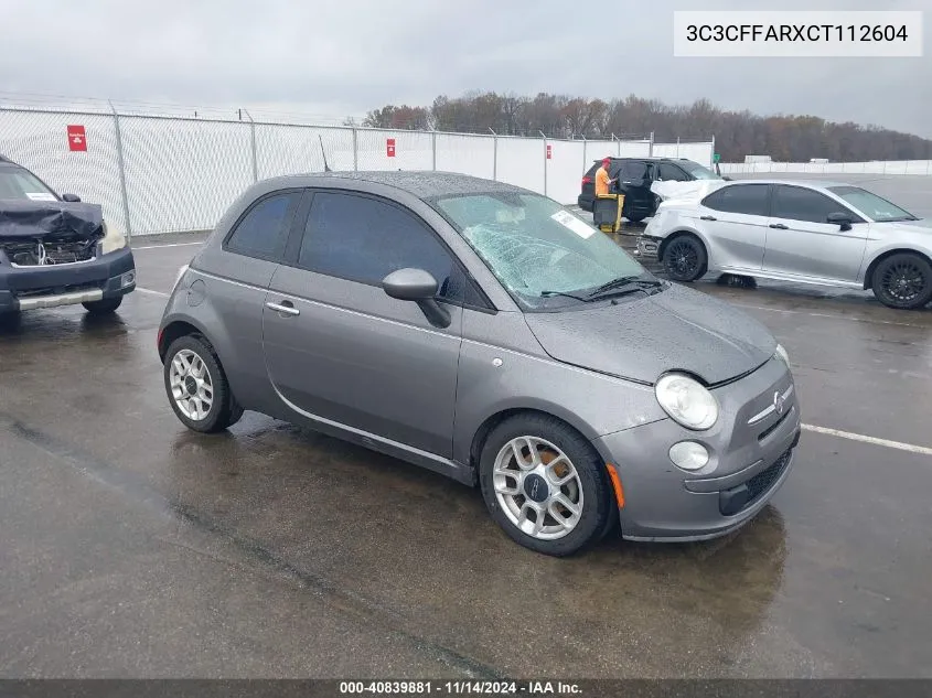 2012 Fiat 500 Pop VIN: 3C3CFFARXCT112604 Lot: 40839881