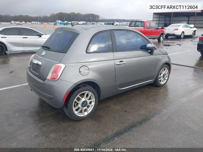 2012 Fiat 500 Pop VIN: 3C3CFFARXCT112604 Lot: 40839881