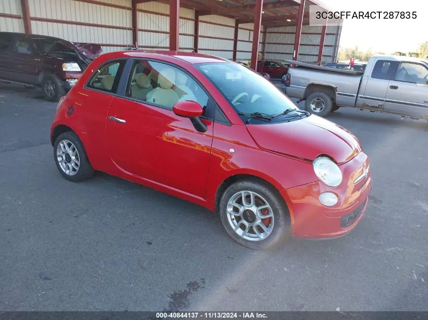 2012 Fiat 500 Pop VIN: 3C3CFFAR4CT287835 Lot: 40844137