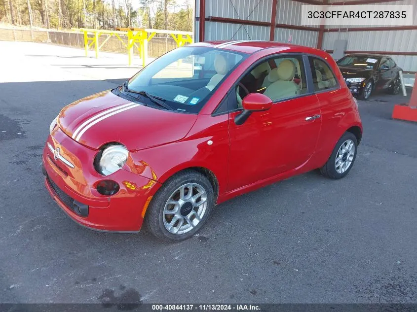 2012 Fiat 500 Pop VIN: 3C3CFFAR4CT287835 Lot: 40844137