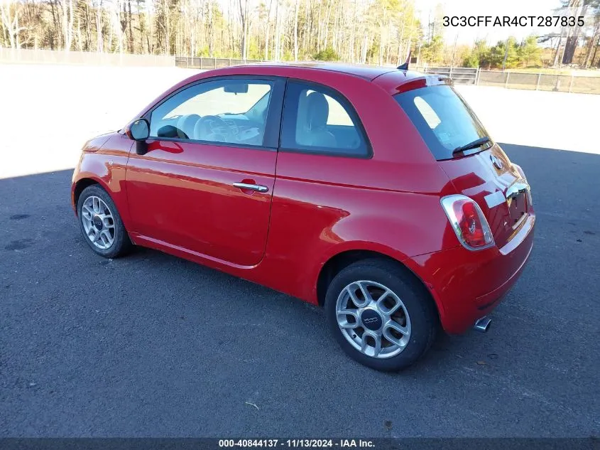 2012 Fiat 500 Pop VIN: 3C3CFFAR4CT287835 Lot: 40844137