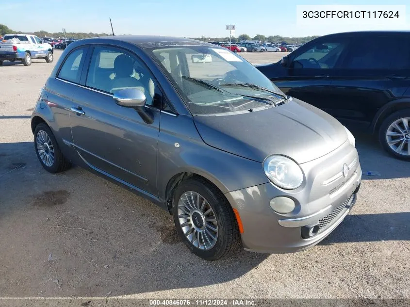 2012 Fiat 500 Lounge VIN: 3C3CFFCR1CT117624 Lot: 40846076