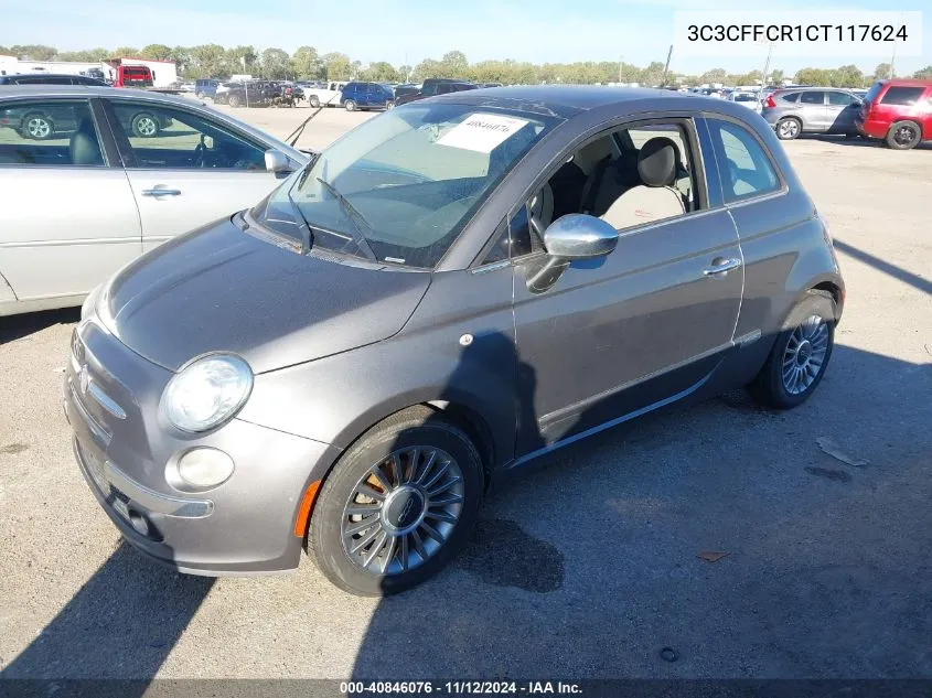 2012 Fiat 500 Lounge VIN: 3C3CFFCR1CT117624 Lot: 40846076