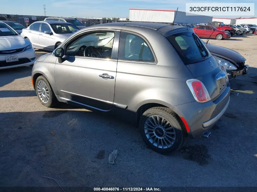 2012 Fiat 500 Lounge VIN: 3C3CFFCR1CT117624 Lot: 40846076