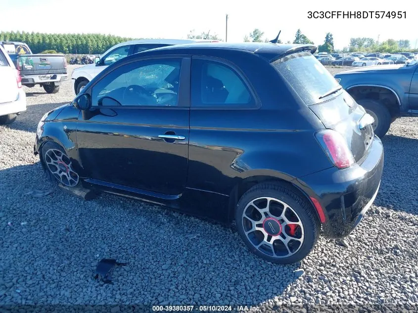 2013 Fiat 500 Turbo VIN: 3C3CFFHH8DT574951 Lot: 39380357