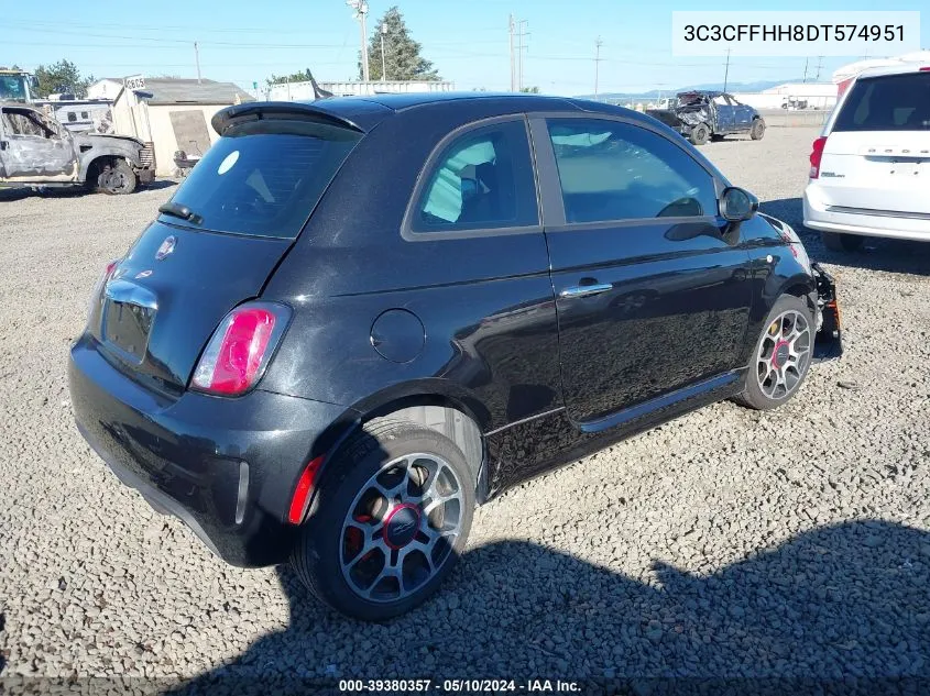 2013 Fiat 500 Turbo VIN: 3C3CFFHH8DT574951 Lot: 39380357