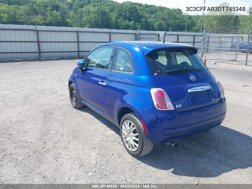 2013 Fiat 500 Pop VIN: 3C3CFFAR3DT745348 Lot: 39746539