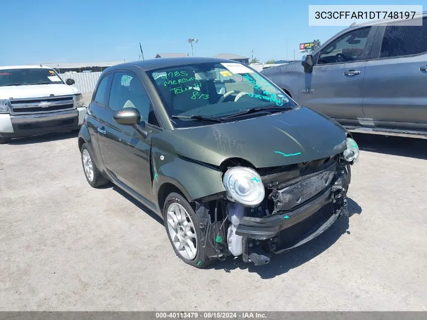 2013 Fiat 500 Pop VIN: 3C3CFFAR1DT748197 Lot: 40113479