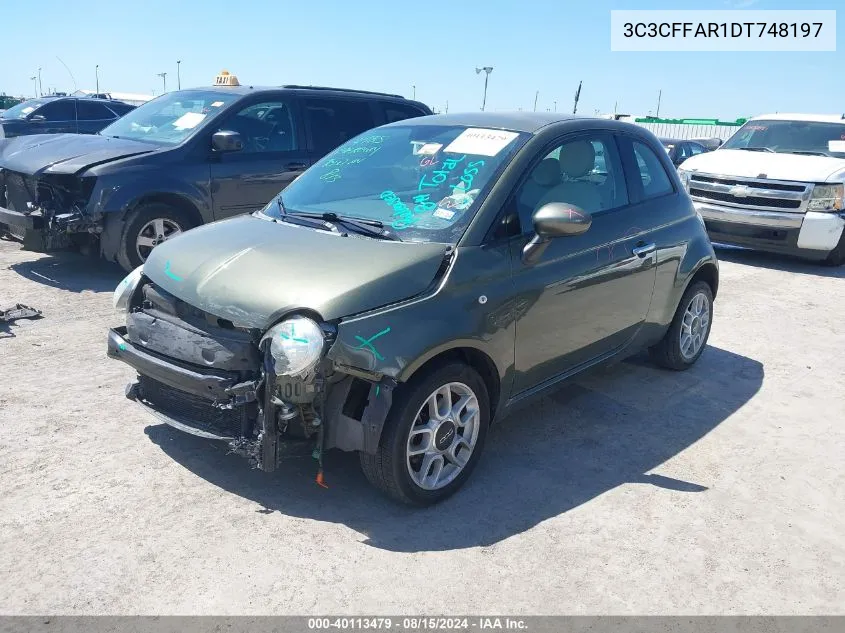 2013 Fiat 500 Pop VIN: 3C3CFFAR1DT748197 Lot: 40113479