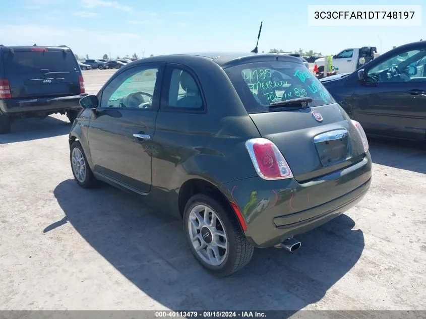 2013 Fiat 500 Pop VIN: 3C3CFFAR1DT748197 Lot: 40113479