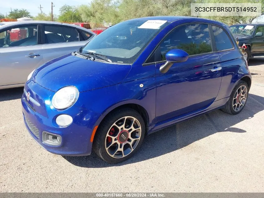 2013 Fiat 500 Sport VIN: 3C3CFFBR5DT514952 Lot: 40157660