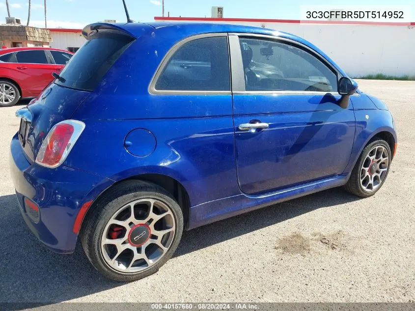 2013 Fiat 500 Sport VIN: 3C3CFFBR5DT514952 Lot: 40157660