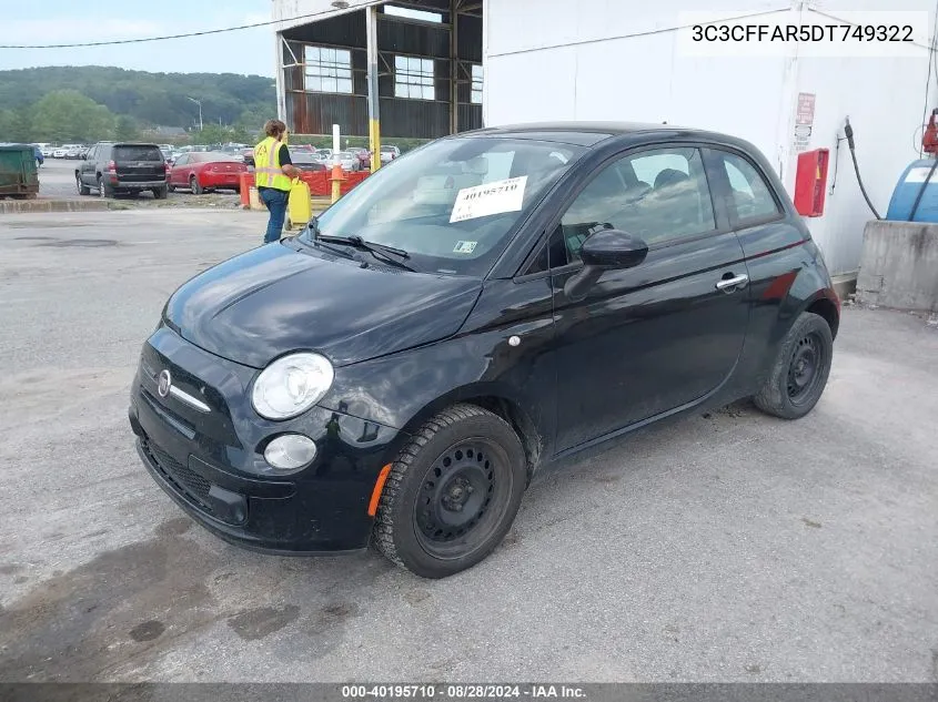 2013 Fiat 500 Pop VIN: 3C3CFFAR5DT749322 Lot: 40195710