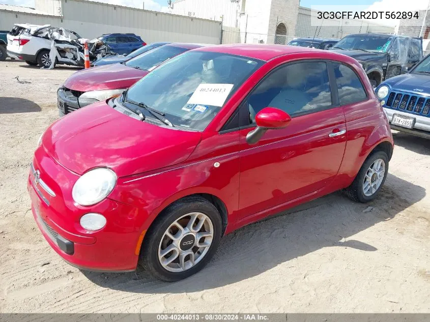 2013 Fiat 500 Pop VIN: 3C3CFFAR2DT562894 Lot: 40244013