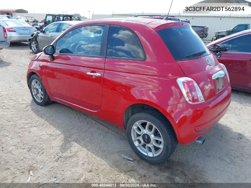 2013 Fiat 500 Pop VIN: 3C3CFFAR2DT562894 Lot: 40244013