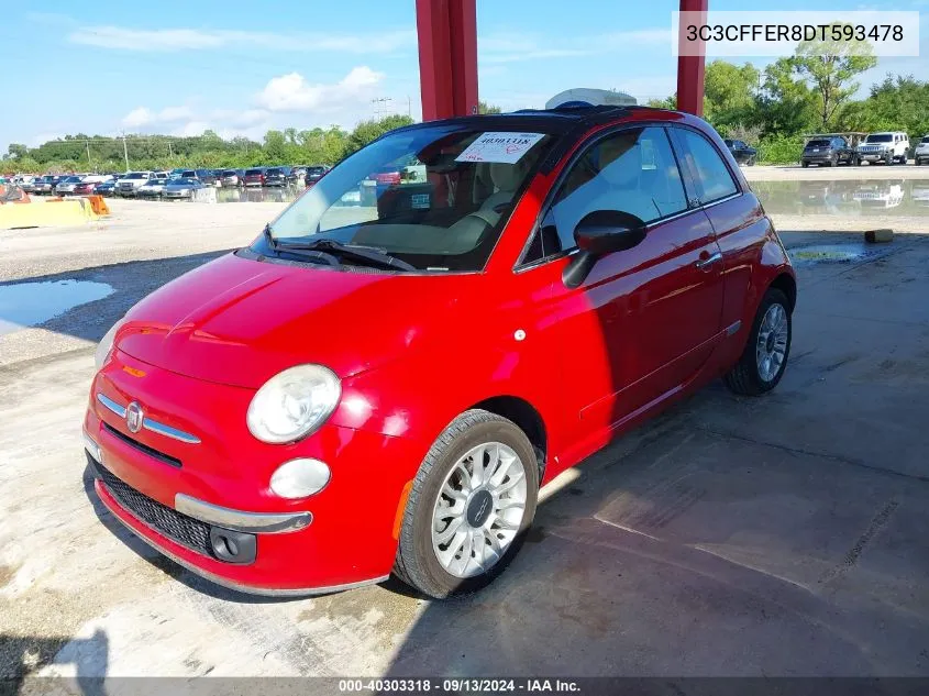 2013 Fiat 500C Lounge VIN: 3C3CFFER8DT593478 Lot: 40303318