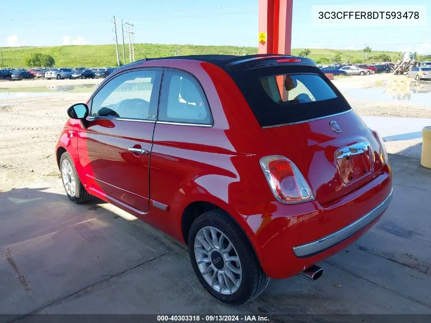 2013 Fiat 500C Lounge VIN: 3C3CFFER8DT593478 Lot: 40303318