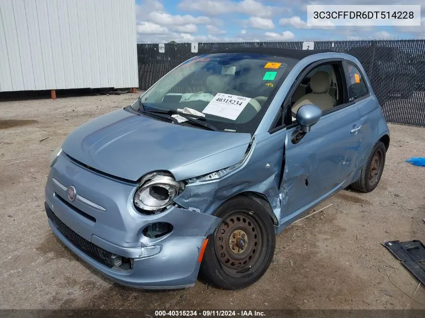 2013 Fiat 500 Pop VIN: 3C3CFFDR6DT514228 Lot: 40315234